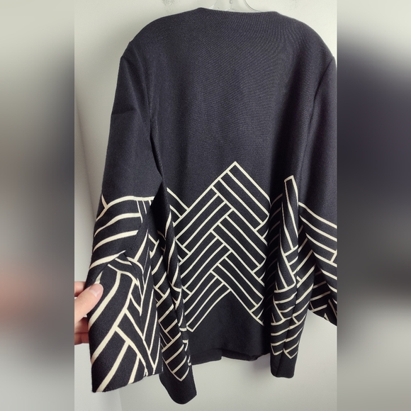 NWT Marina Rinaldi Noto Jacquard Duster wool Coat black gold 22 plus - Picture 12 of 14